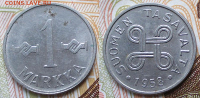 фикс Финляндия 1 и 5 марок 1952-61 до 08-01-24 в 22:00 - Финляндия 1 марка 1958    13248