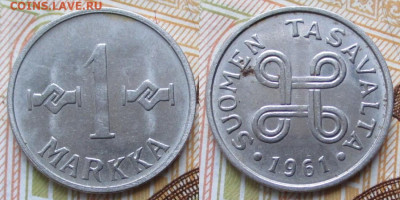 фикс Финляндия 1 и 5 марок 1952-61 до 08-01-24 в 22:00 - Финляндия 1 марка 1961    13263
