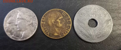 3 монеты - Италия 1920 г., 1941 г. Франция 1943 г., С РУБЛЯ - Скриншот от 2023-12-02 15-08-08