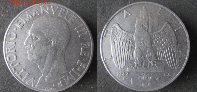Италия 1 лира 1942 до 10-01-24 в 22:00 - 12.46. Италия 1 лира 1942   472