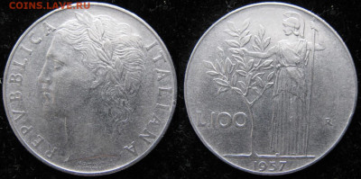 Италия 100 лир 1957 до 10-01-24 в 22:00 - 12.51. Италия 100 лир 1957    2176