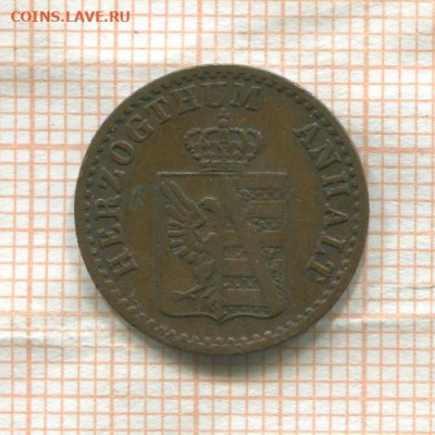 Анхальт-Бернбург 1 пфенниг 1867г. В до 08.01.24 в 22.00 мск. - 155