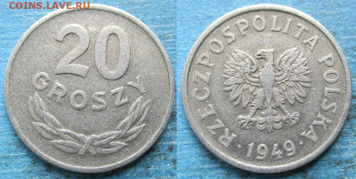 Польша 20 грошей 1949 Al    до 14-01-24 в 22:00 - Польша 20 грошей 1949 Al    12633