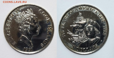 о.Кука 5 долларов 1991 г 500 лет открытию Америки - 10.01 - IMG_20240102_095256