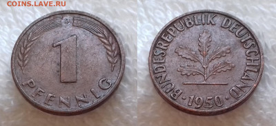 ГЕРМАНИЯ 1 пфенниг 1950 D до 16.01 22:00 - ГЕРМАНИЯ 1 пфенниг 1950 D 20191028_1455