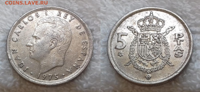 Испания 5 песет 1975 (79) до 16.01 22:00 - ИСПАНИЯ 5 песет 1975 (79) 20190626_0746