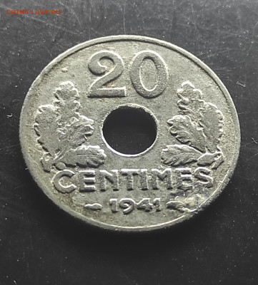 Франция 20 сантимов 1941 (цинк)до 16.01.2024 - IMG_20240111_031326