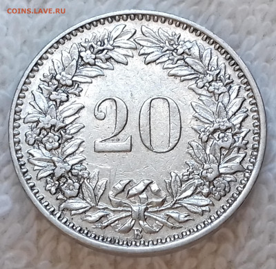 Швейцария 20 раппенов 1909 до 18.01 22:00 - Швейцария 20 раппенов 1909 20220703_144841