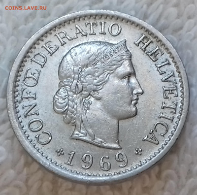 Швейцария 10 раппенов 1969 до 18.01 22:00 - Швейцария 10 раппенов 1969 20220703_145043