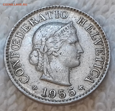 Швейцария 5 раппенов 1955 до 18.01 22:00 - Швейцария 5 раппенов 1955 20220703_145218