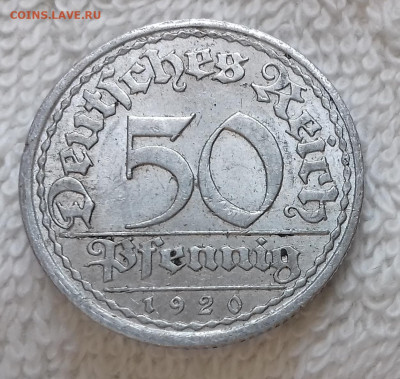 Германия 50 пфеннигов 1920 А до 18.01 22:00 - Германия 50 пфеннигов 1920 А 20150326_211332