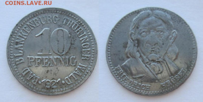 Нотгельды Германии. Обзорная тема. - 10 пф 1921 г Бад-Бланкенбург.JPG
