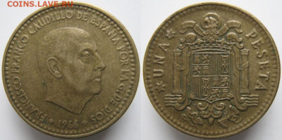 Испания 1 песета 1966 (67)    до 21-01-24 в 22:00 - 11 95 Испания 1 песета 1966 (67)     292