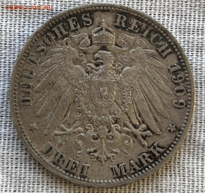 3 марки 1909 года, кароль Вильгельм II. до 20.01. - 07c1ed0f-e133-4099-9ddd-a8b0b66ddba5