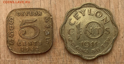 Цейлон 5 центов 1942, 10 центов 1944г с 1 рубля - IMG_7265
