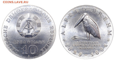 ГДР. 10 марок 1984 г. Брем. До 20.01.24. - Р1864