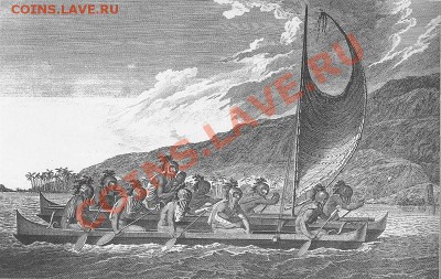 Монеты с Корабликами - Полинезийский катамаран