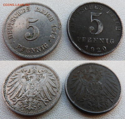 5 пфеннигов, Германия 1914-1939г.  до 31.01.24г. в 23.00 МСК - image7