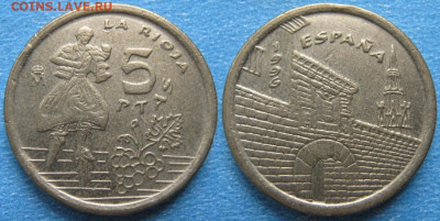 фикс Испания 5 и 25 песет 1993-1999 до 03-02-24 в 22:00 - Испания 5 песет 1996    186-к34-9729