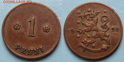 Финляндия 1 пенни 1920 до 03-02-24 в 22:00 - Финляндия 1 пенни 1920    238-асс4-13162