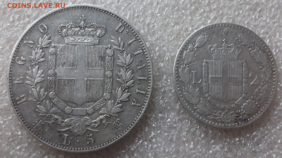 Италия. 5 лир 1874 год и 2 лиры 1887 год. - 004.JPG