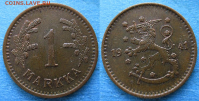 Финляндия 1 марка 1941 до 04-02-24 в 22:00 - Финляндия 1 марка 1941 S    215-к110-12149