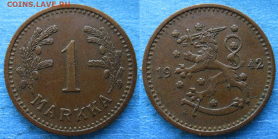 Финляндия 1 марка 1942 до 04-02-24 в 22:00 - Финляндия 1 марка 1942 S    215-к110-12157