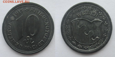 Нотгельды Германии. Обзорная тема. - 10 пфеннигов 1917г Вайлер цинк.JPG