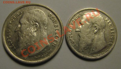 Бельгийские серебрянные монеты 5 штук 1904-1909 - 32