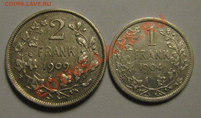 Бельгийские серебрянные монеты 5 штук 1904-1909 - 31
