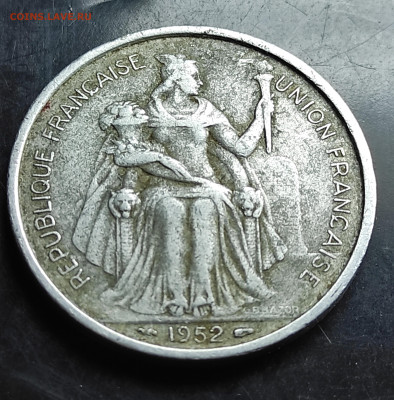 Французская Океания 5 франков 1952  до 7..02.2024 - IMG_20240201_223400