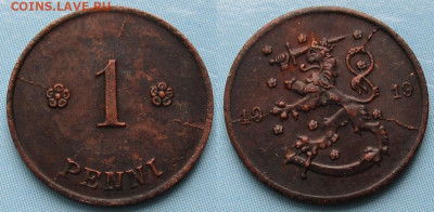 Финляндия 1 пенни 1919 до 09-02-24 в 22:00 - Финляндия 1 пенни 1919    239-ас128-13155