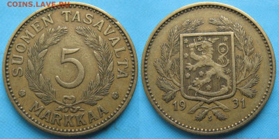 Финляндия 5 марок 1931 до 09-02-24 в 22:00 - Финляндия 5 марок 1931 S    5061