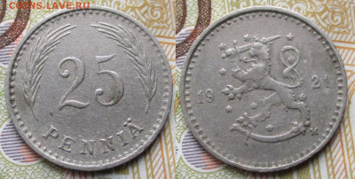 Финляндия 25 пенни 1921 до 14-02-24 в 22:00 - Финляндия 25 пенни 1921    230-к159-5032