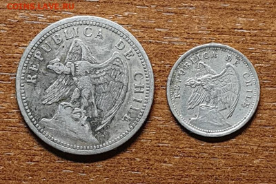 Чили, 1 песо 1933г. и 10 сантивос 1938г. до 14.02. - 20240202_111239
