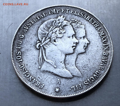 Австрия 1 гульден 1854 г. Свадьба Франца Иосифа I с Елизавет - m4.JPG