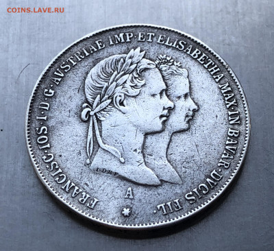 Австрия 1 гульден 1854 г. Свадьба Франца Иосифа I с Елизавет - m3.JPG
