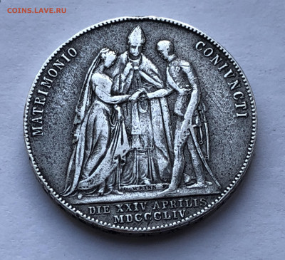 Австрия 1 гульден 1854 г. Свадьба Франца Иосифа I с Елизавет - m2.JPG