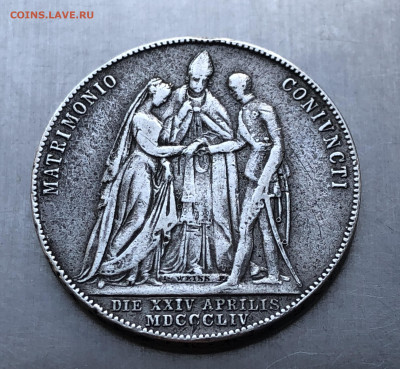 Австрия 1 гульден 1854 г. Свадьба Франца Иосифа I с Елизавет - m1.JPG