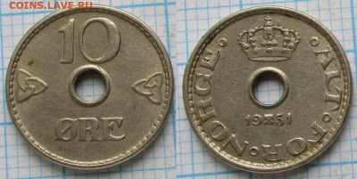 Норвегия 10 эре 1951 до 19-02-24 в 22:00 - Норвегия 10 эре 1951    к-11778