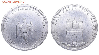 ФРГ. 10 марок 1989 г. Гамбург. До 18.02.24. - Р1792