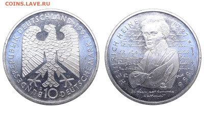 ФРГ. 10 марок 1997 г. Гейне. До 18.02.24. - Р1820