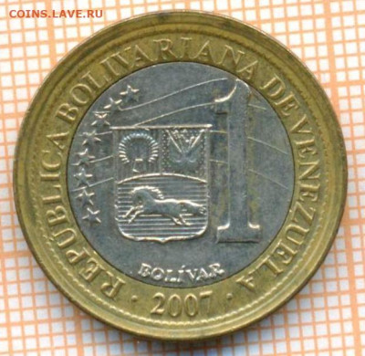 Венесуэла 1 боливар 2007 г., до 24.02.2024 г. в 22.00 по Мо - Венесуэла 1 боливар 2007 30 194а