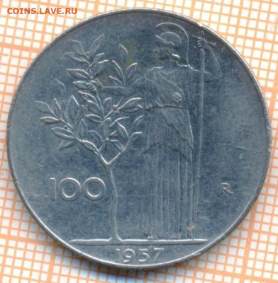 Италия 100 лир 1957 г., до 27.02.2024 г. в 22.00 по Москве - Италия 100 лир 1957 10 59