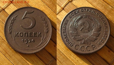 3 и 5 копеек 1924 г., до 25.02.24 в 22:10 МСК - 5 коп 1924 г 1