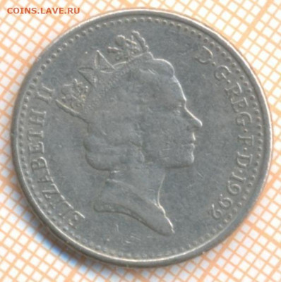Великобритания 10 пенсов 1992 г., до  28.02.2024 г. в 22.00 - Великобр 10 пенни 1992 10 76