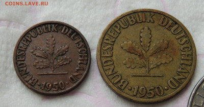 Германия 1 и 10 пфеннигов 1950 до 27.02.2024 - Германия 1950 х2 .JPG