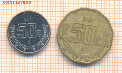 Мексика 50 сентаво 2000,2016 г., до 29.02.2024 г. в 22.00 по - Мексика 2 мон 20 90