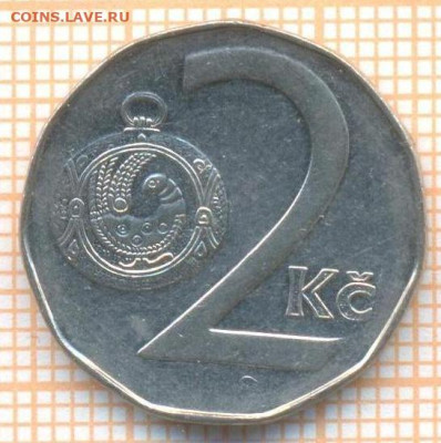 Чехия 2 кроны 1994 г., до 01.03.2024 г. в 22.00 по Москве - Чехия 2 кроны 1994 10 98а
