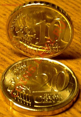 Евроценты зеркальные Финляндия 10ец 1999г и 20ец 2011г - IMGP5816